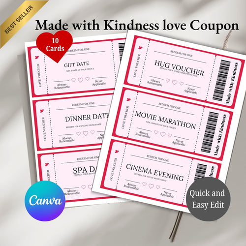 Made with Kindness love Coupon 11 cards