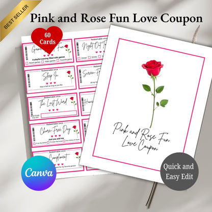 pink and rose Fun Love Coupon 60 cards
