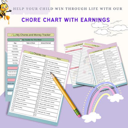 Kids Chore Chart with Earnings – Printable Reward & Allowance System | Editable PDF