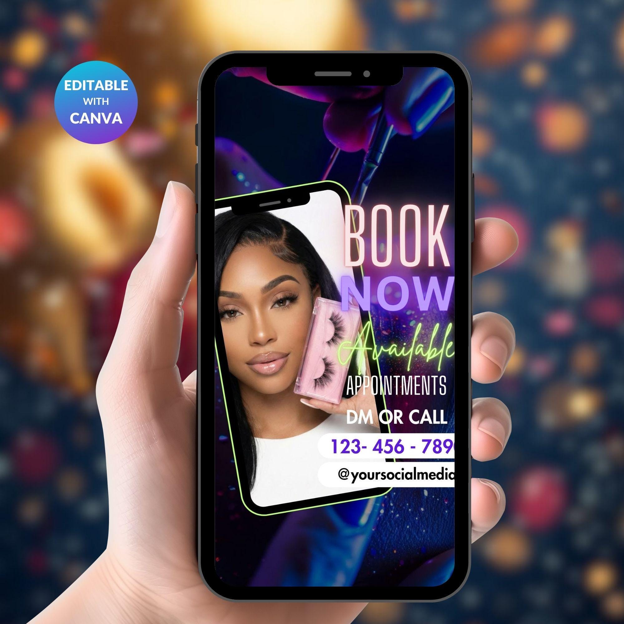 Book Now Flyer – Beauty Salon Promo for Lash, Nail & Hair Services