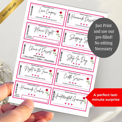 pink and rose Fun Love Coupon 60 cards