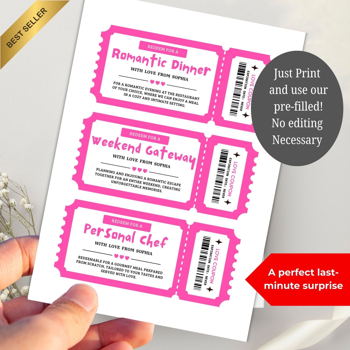 Pink Love Coupons 36 cards