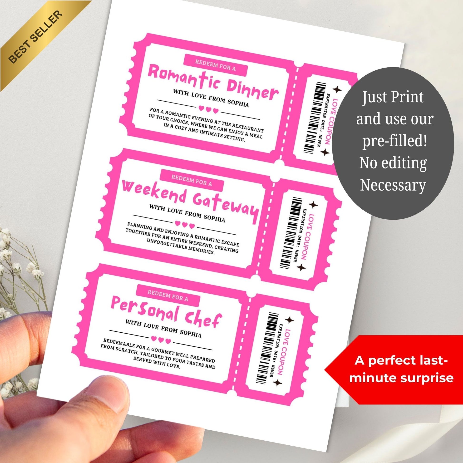 Pink Love Coupons 36 cards
