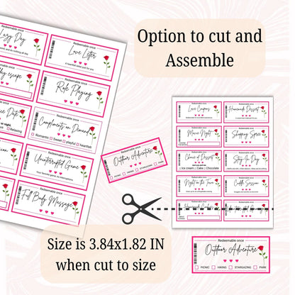 pink and rose Fun Love Coupon 60 cards