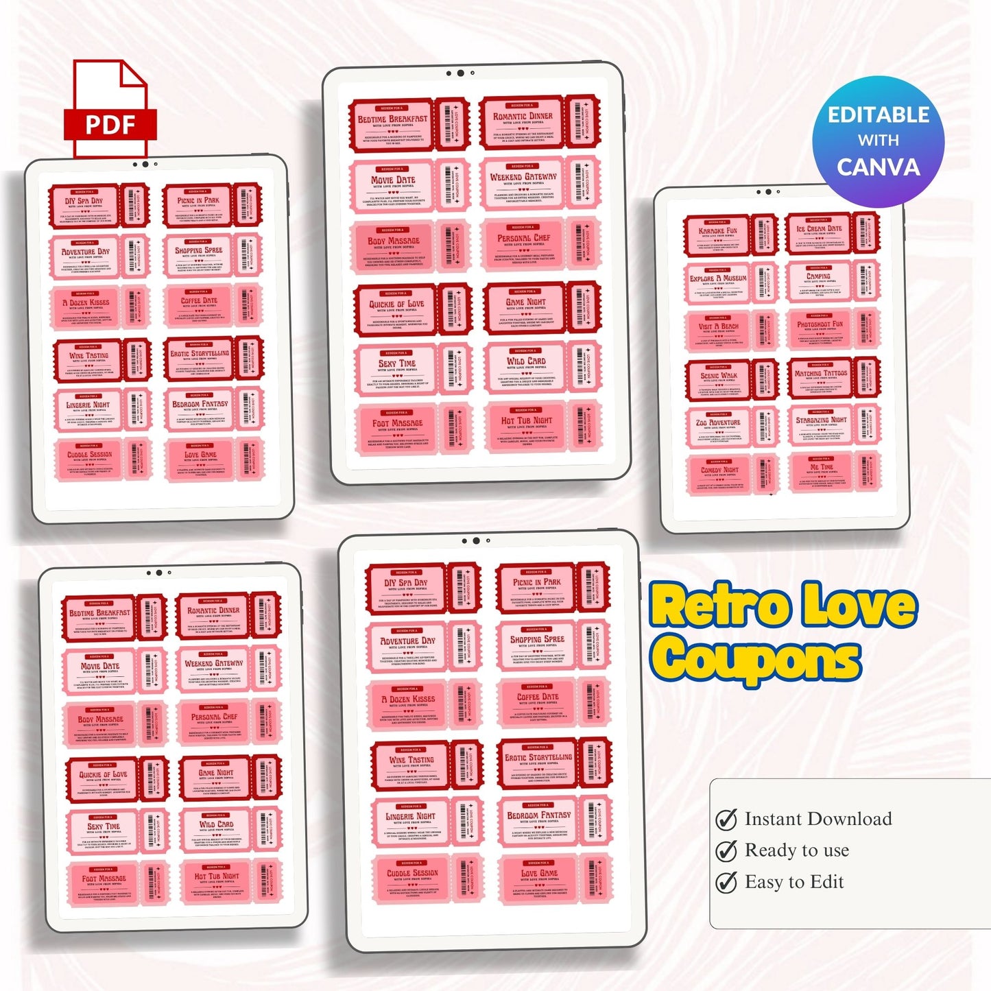 Retro Love Coupons 36 cards