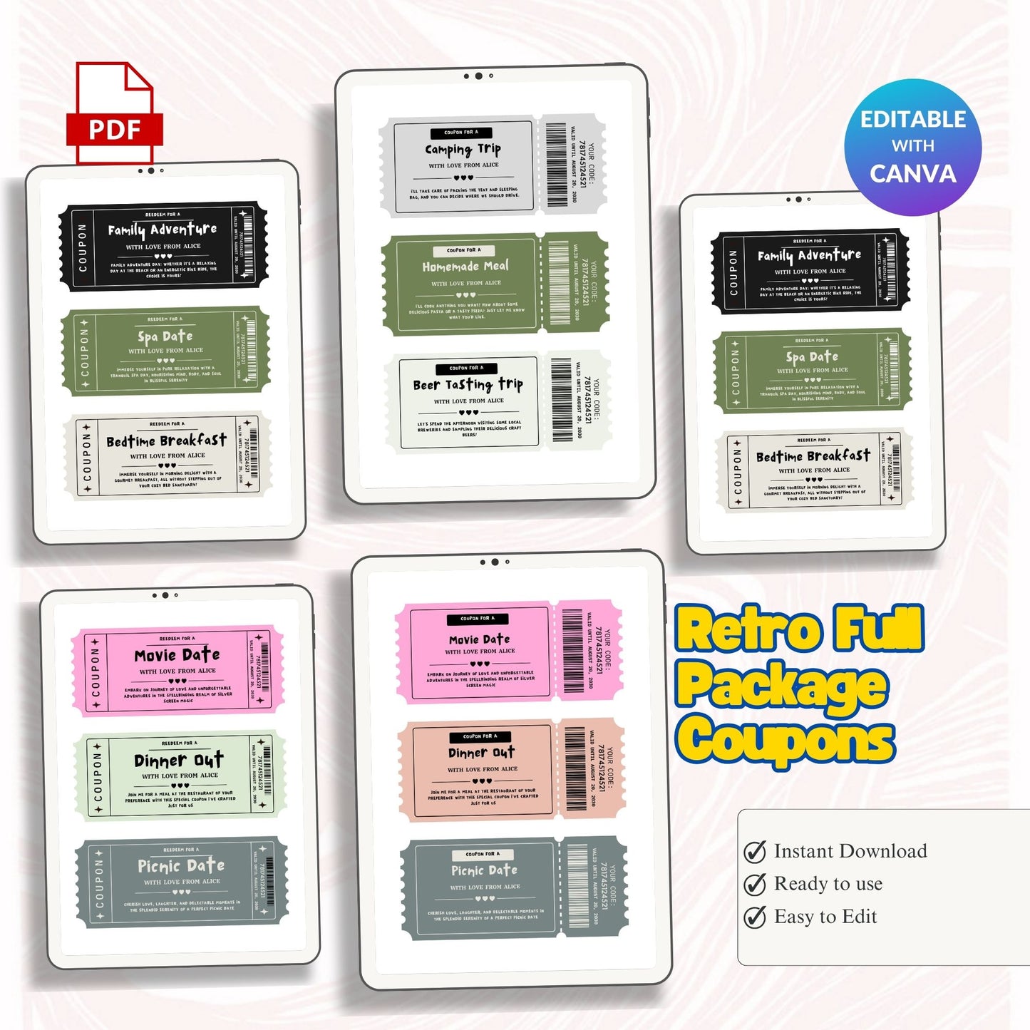 Retro Full Package Coupons 15 cards