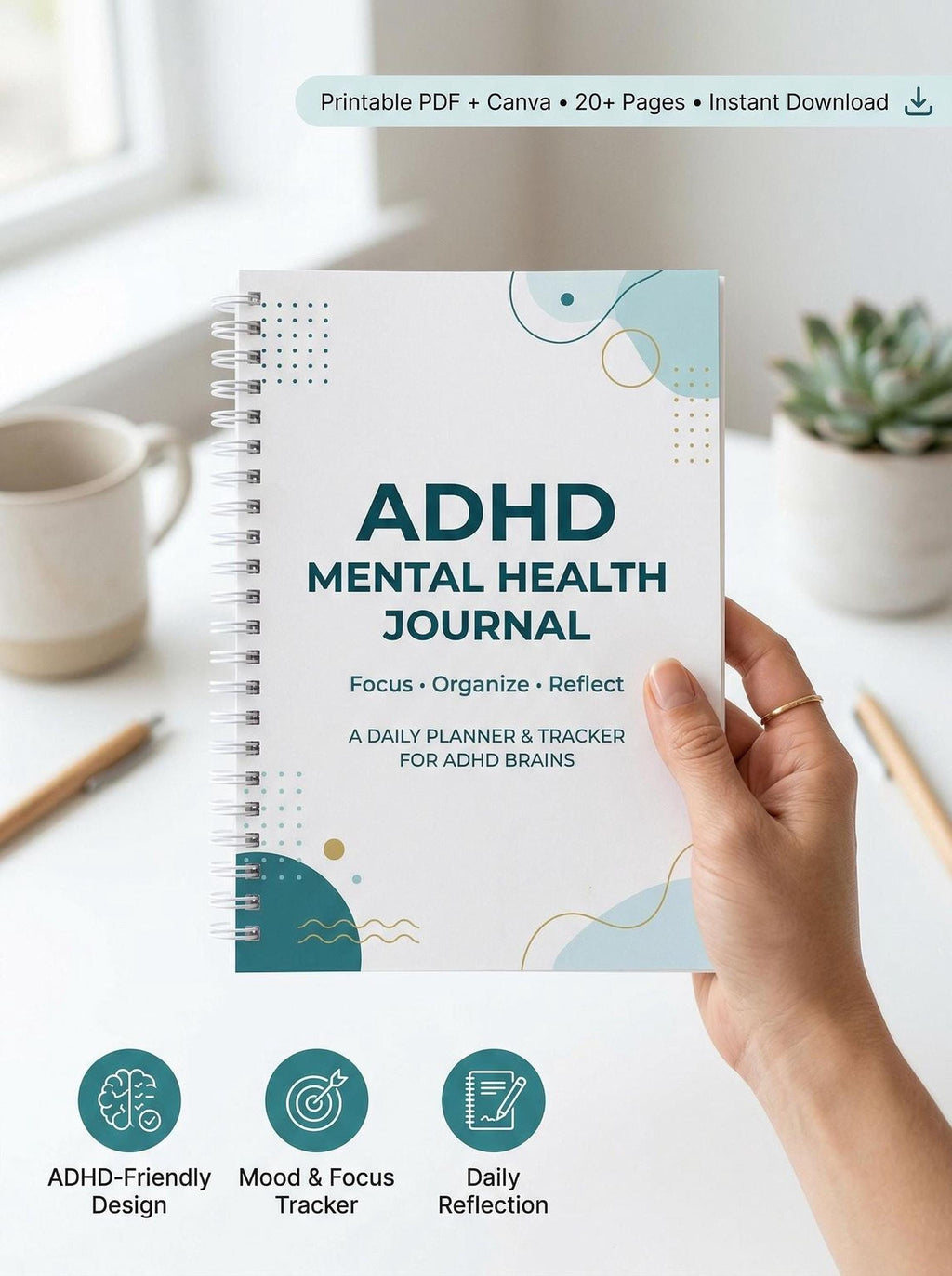 ADHD Planner – Mood Tracker & Daily Planner (Printable PDF)