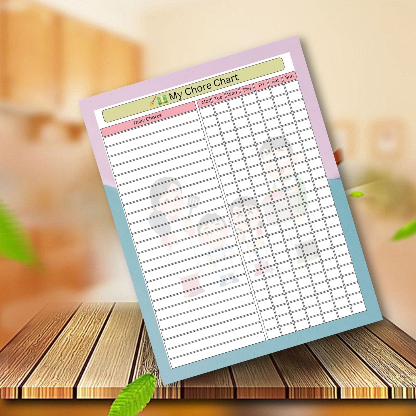 Kids Chore Chart with Earnings – Printable Reward & Allowance System | Editable PDF