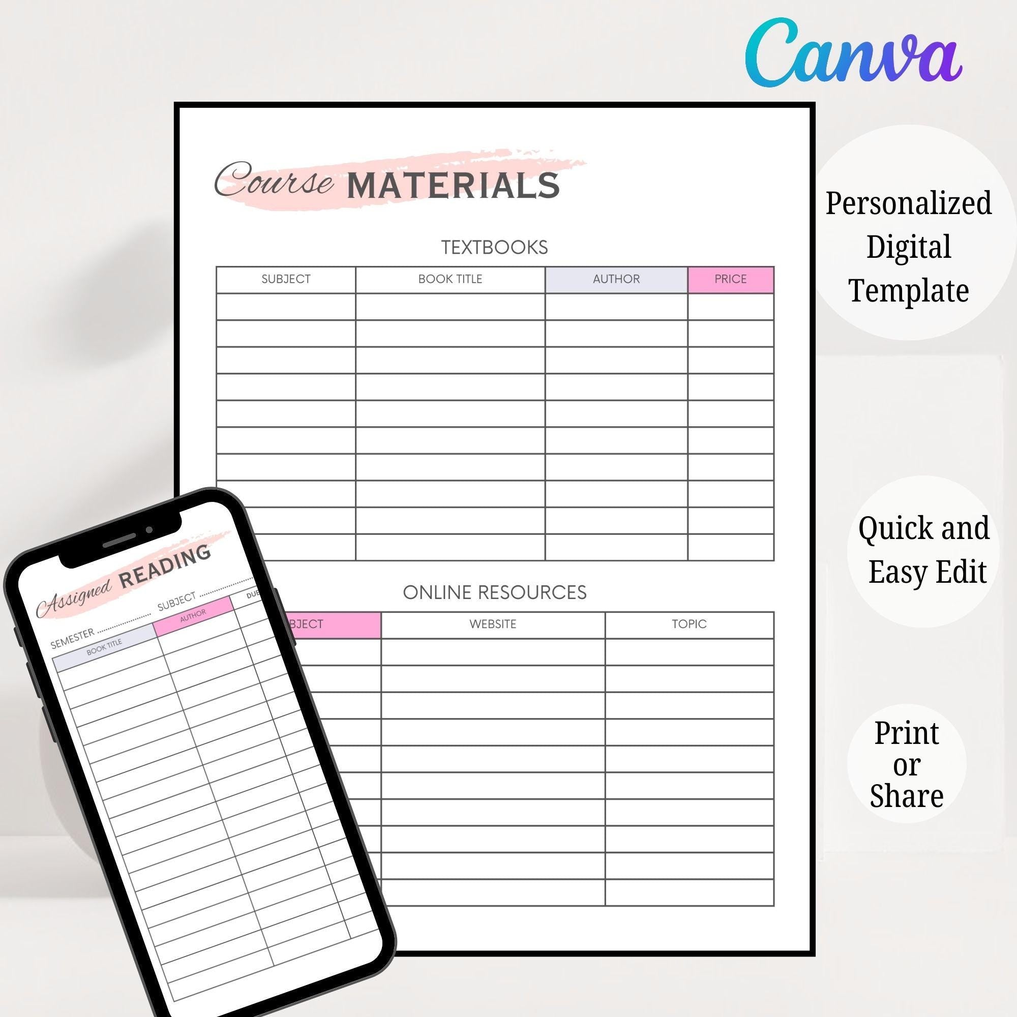 Academic Planner PDF: Study Schedule, Exam & Homework Logs - Digital Download