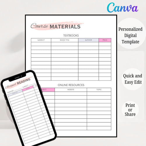 Academic Planner PDF: Study Schedule, Exam & Homework Logs - Digital Download