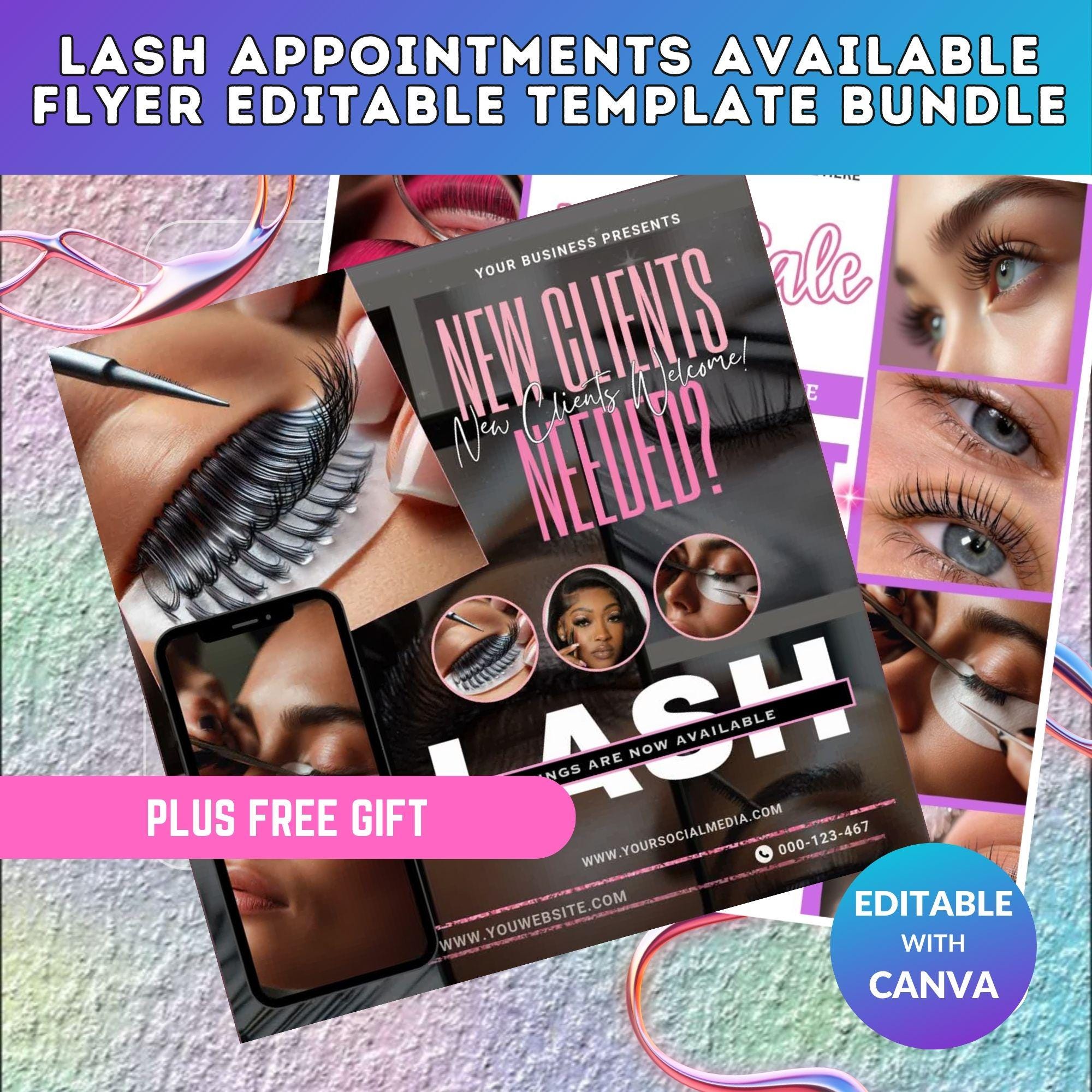 Lash Appointment Flyer Bundle – Customizable Canva Templates for Salons