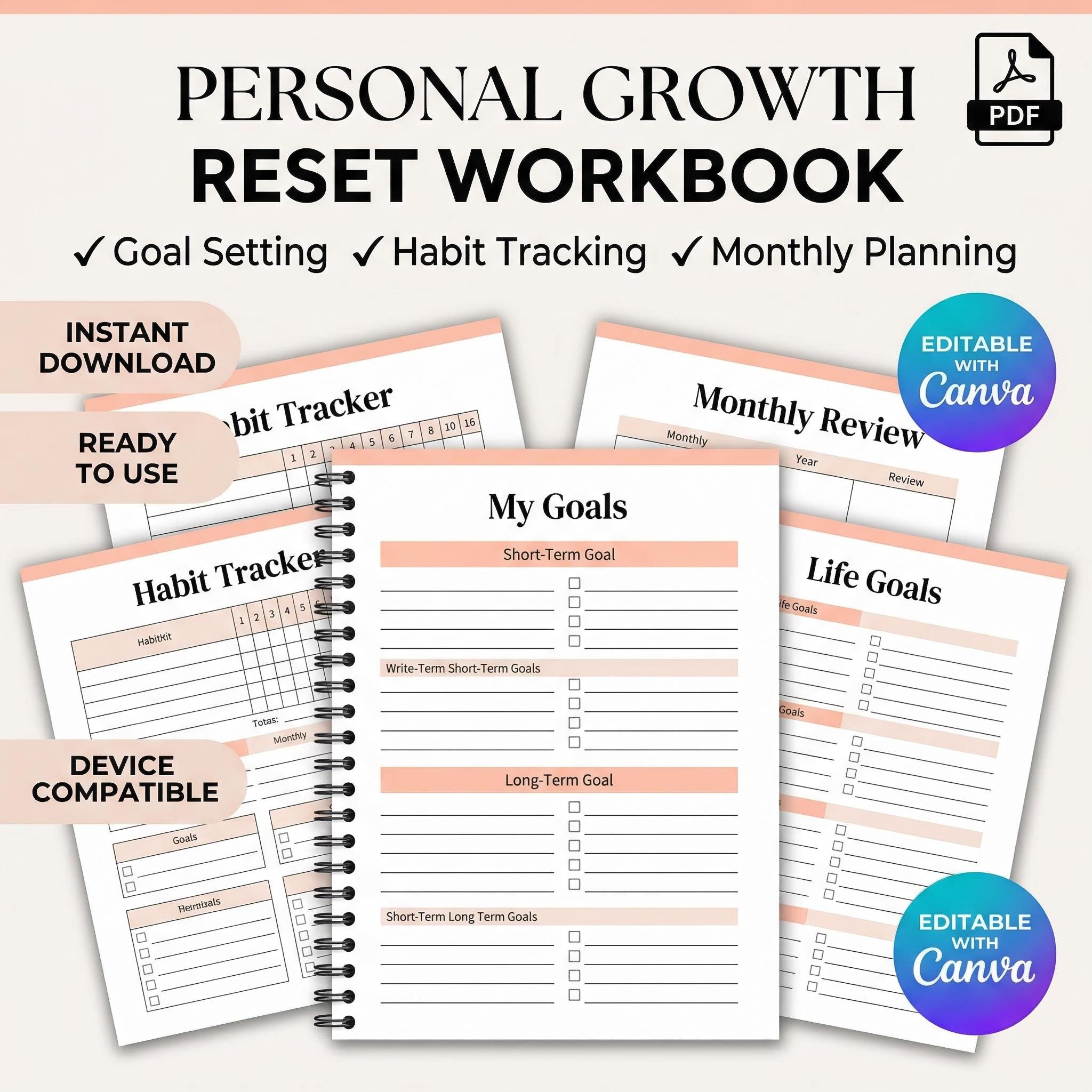 Personal Growth Reset Workbook – Goal Setting & Habit Planner