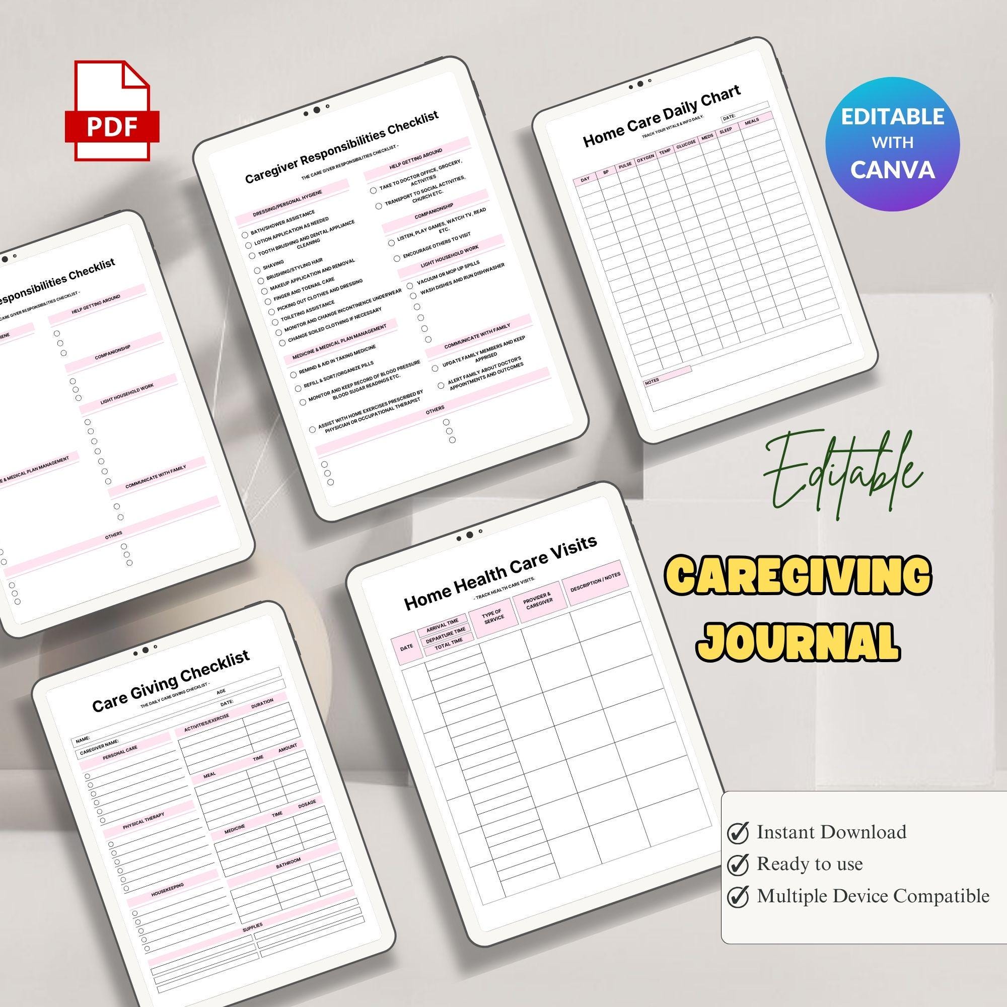 Caregiving Journal – Printable Health & Daily Care Planner