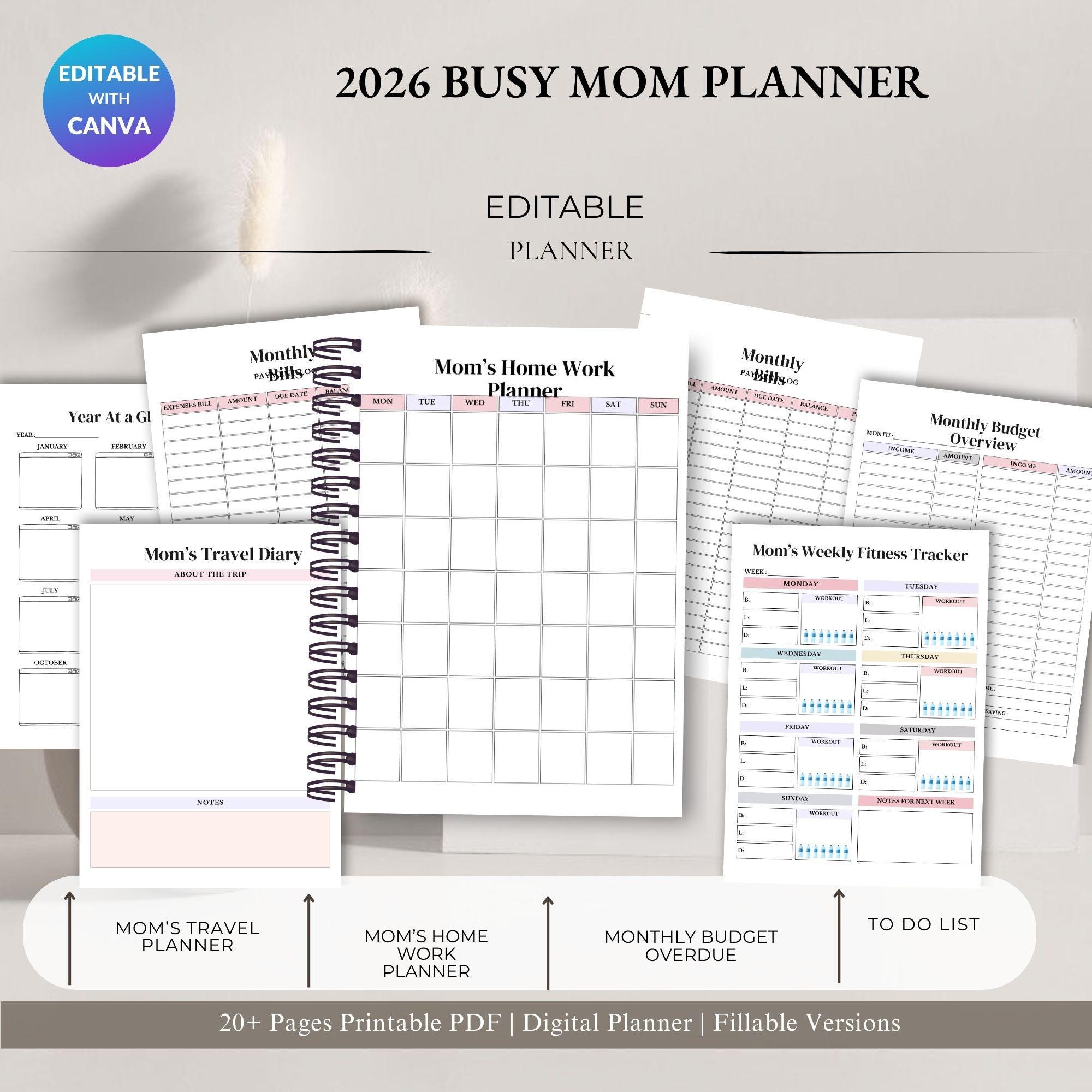 Busy Mom Planner 2026: Family Organizer with Weekly & Monthly Pages