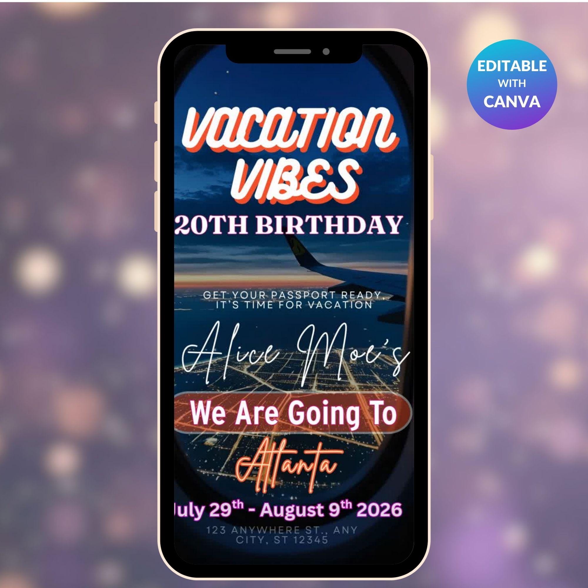 Birthday Weekend Itinerary Invite – Editable Party Schedule