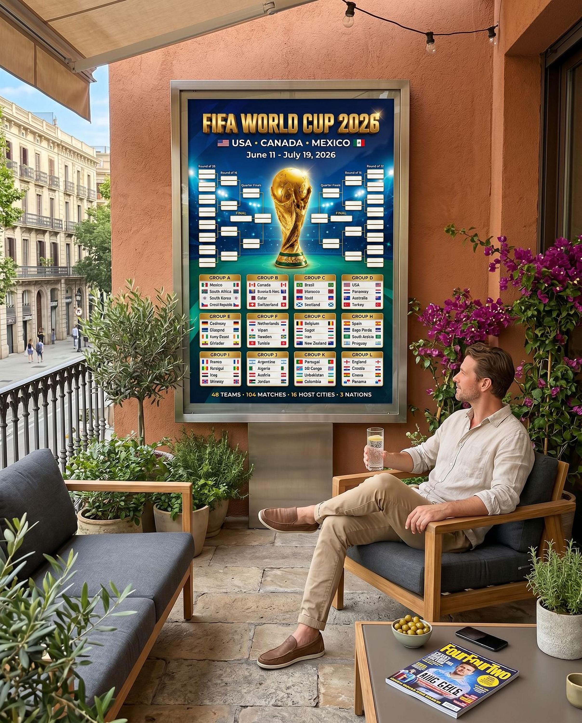 World Cup 2026 Poster - FIFA Trophy with Match Schedule