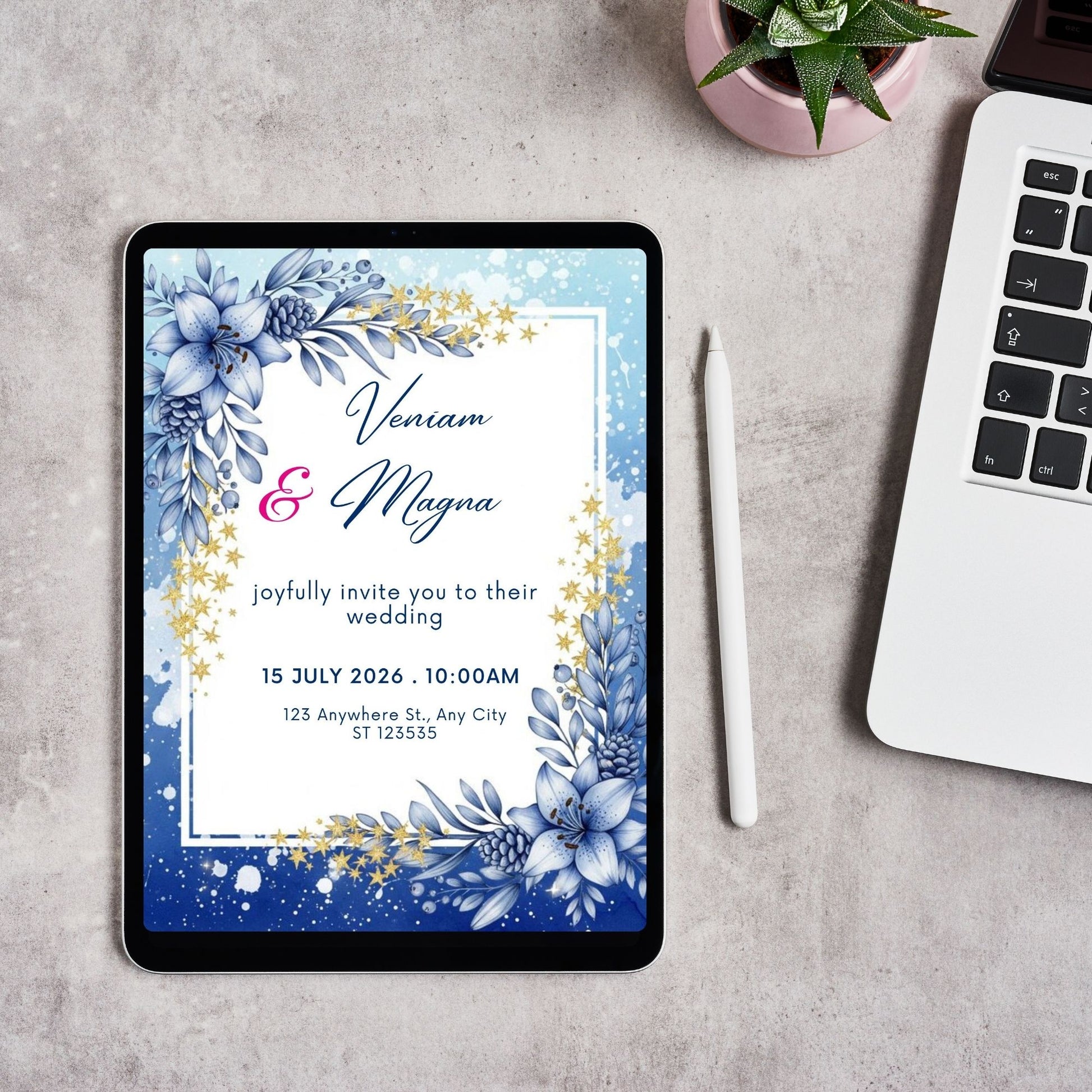 Floral luxury wedding invitation card