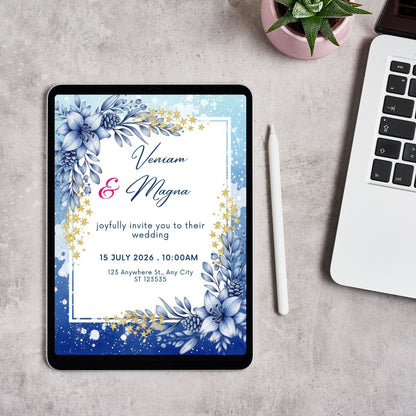 Floral luxury wedding invitation card