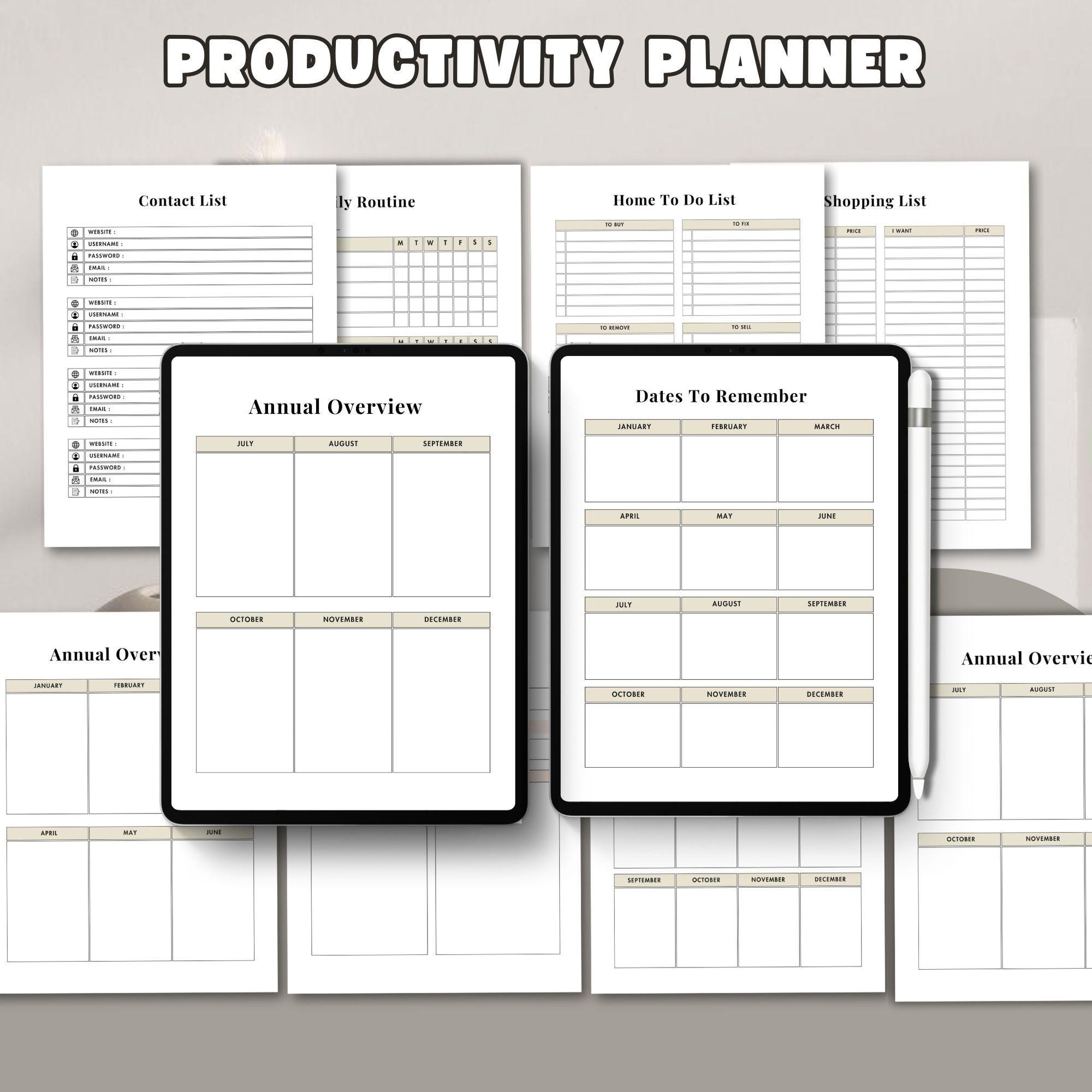 Daily Task Organizer Printable — Goal Setting & Time Blocking Planner PDF, Instant Download