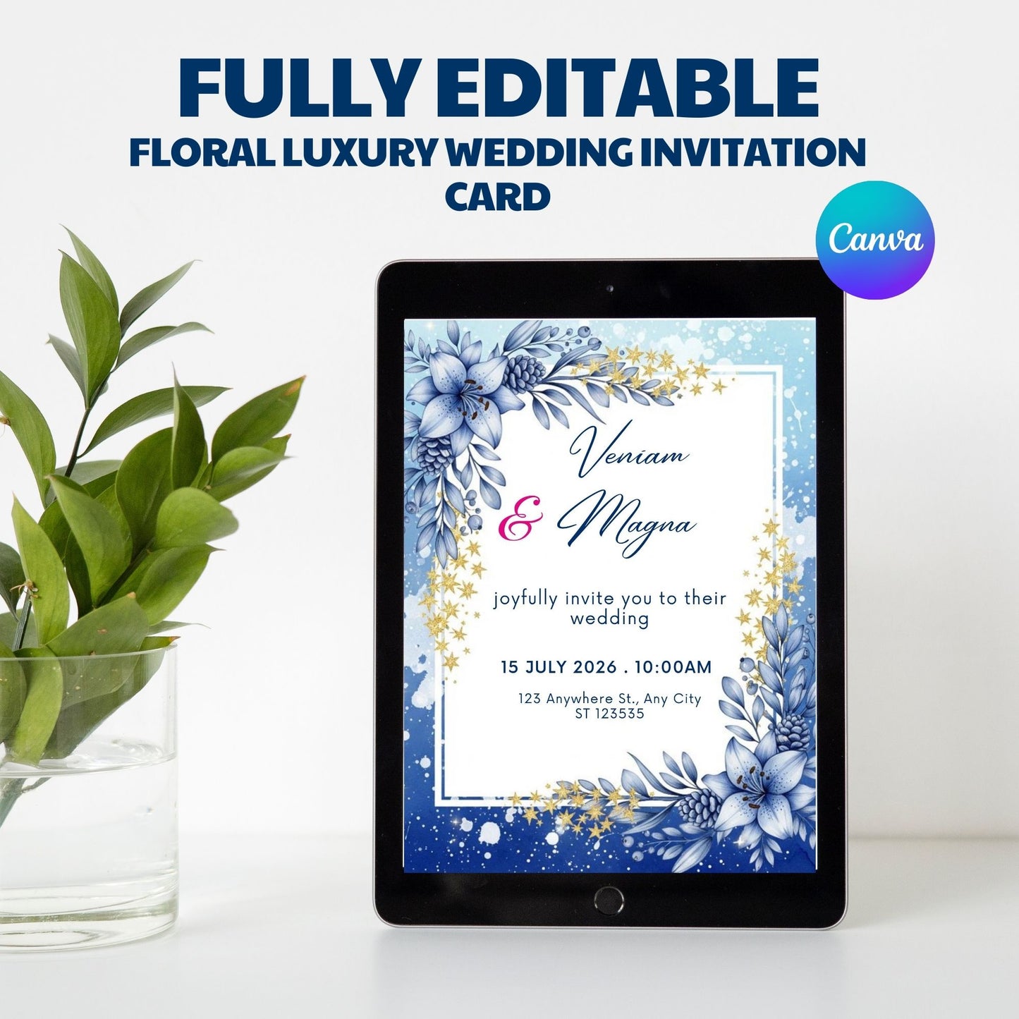 Floral luxury wedding invitation card