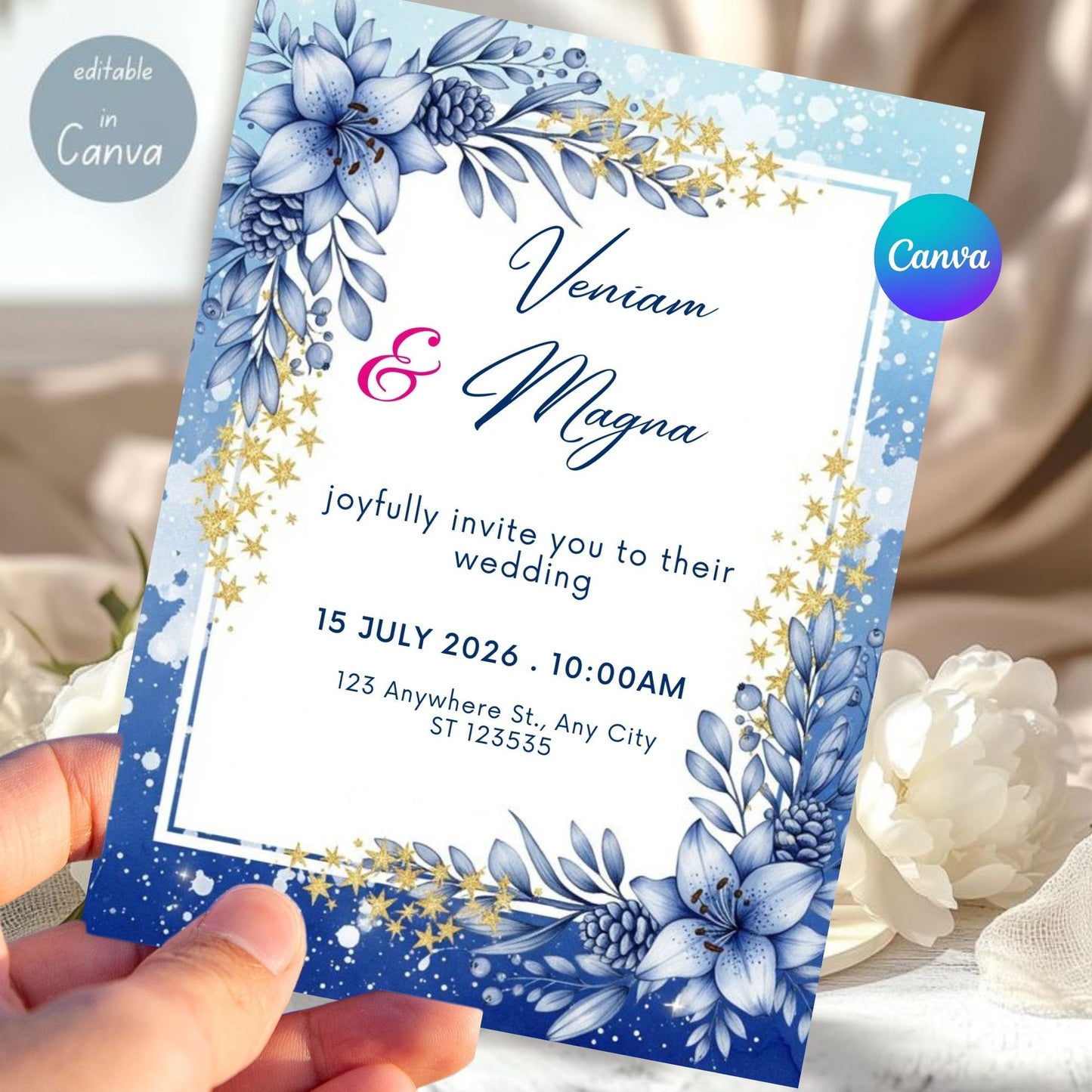 Floral luxury wedding invitation card