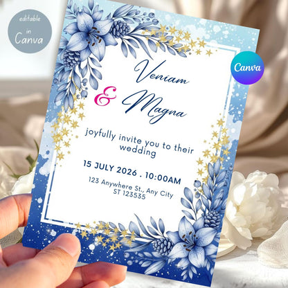 Floral luxury wedding invitation card
