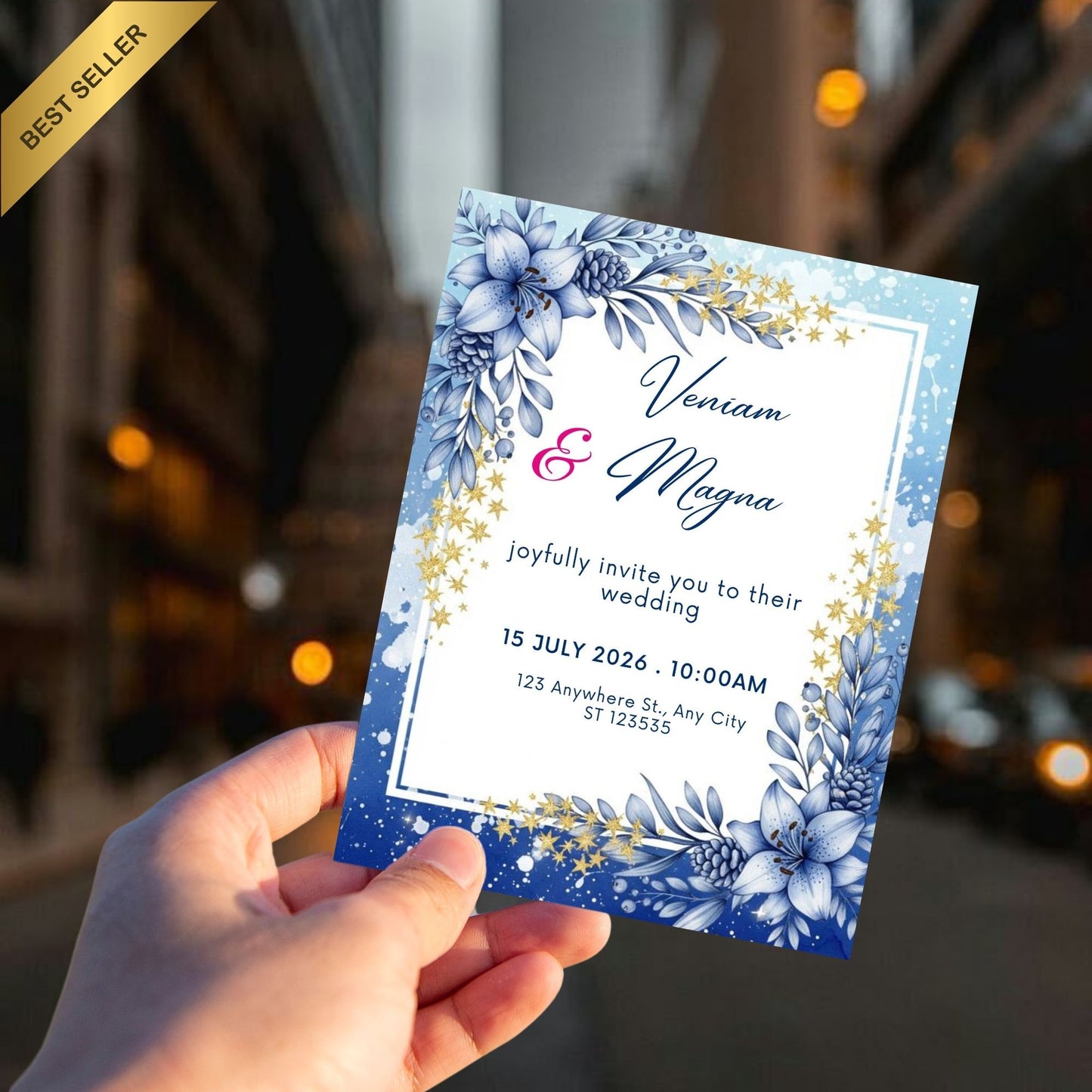 Floral luxury wedding invitation card