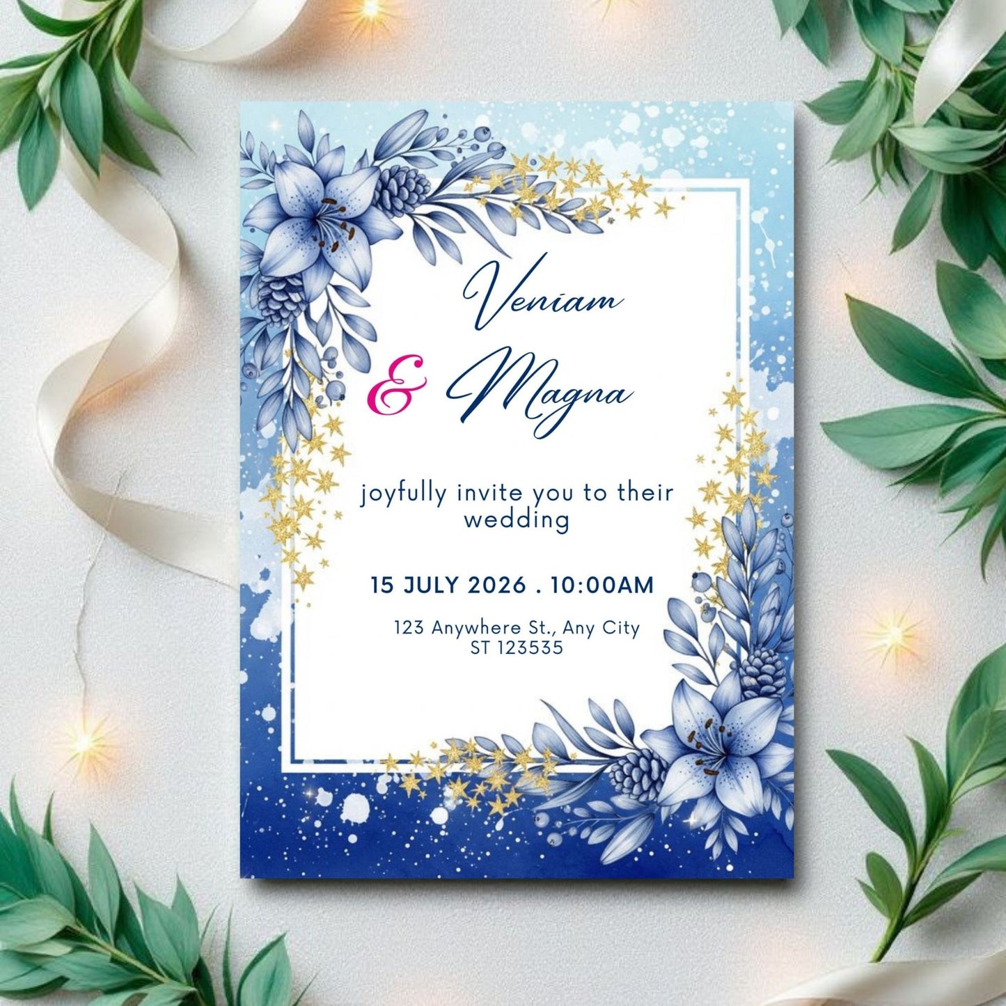 Floral luxury wedding invitation card