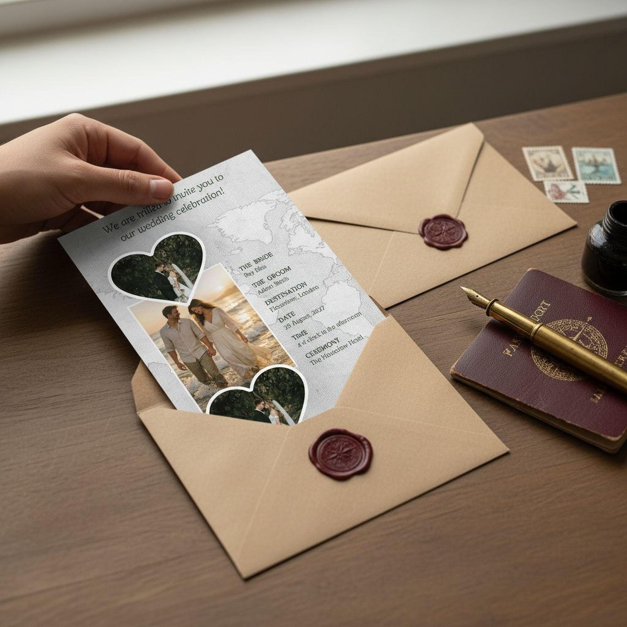 Destination Wedding Invitation - Editable Travel and Beach Invite