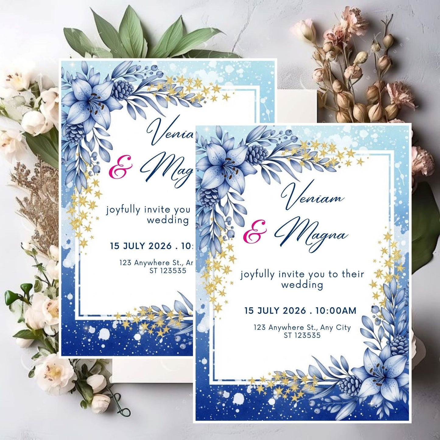 Floral luxury wedding invitation card