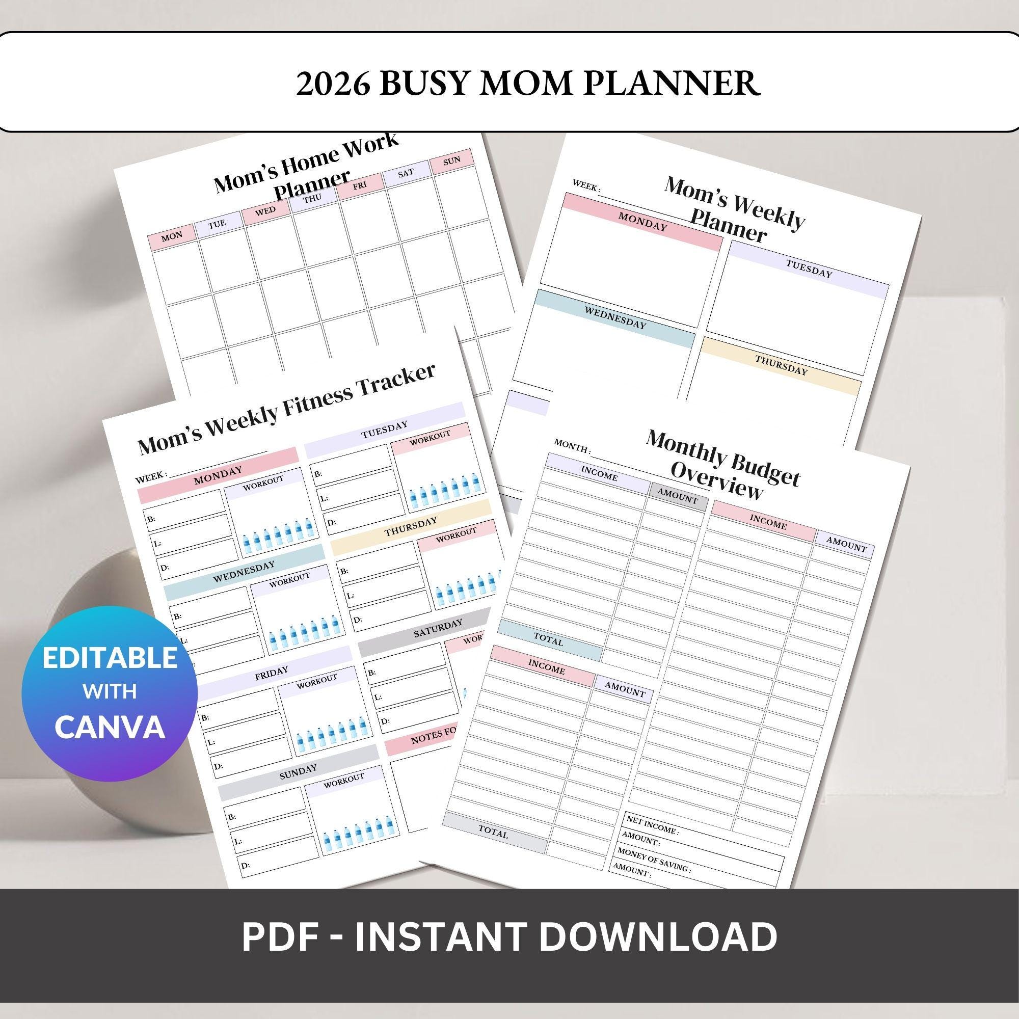 Busy Mom Planner 2026: Family Organizer with Weekly & Monthly Pages