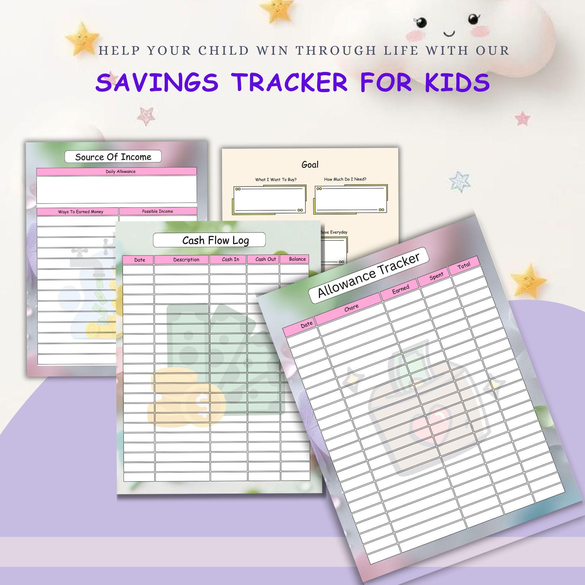 Savings Tracker for Kids – Allowance & Money Goal Chart (Printable)