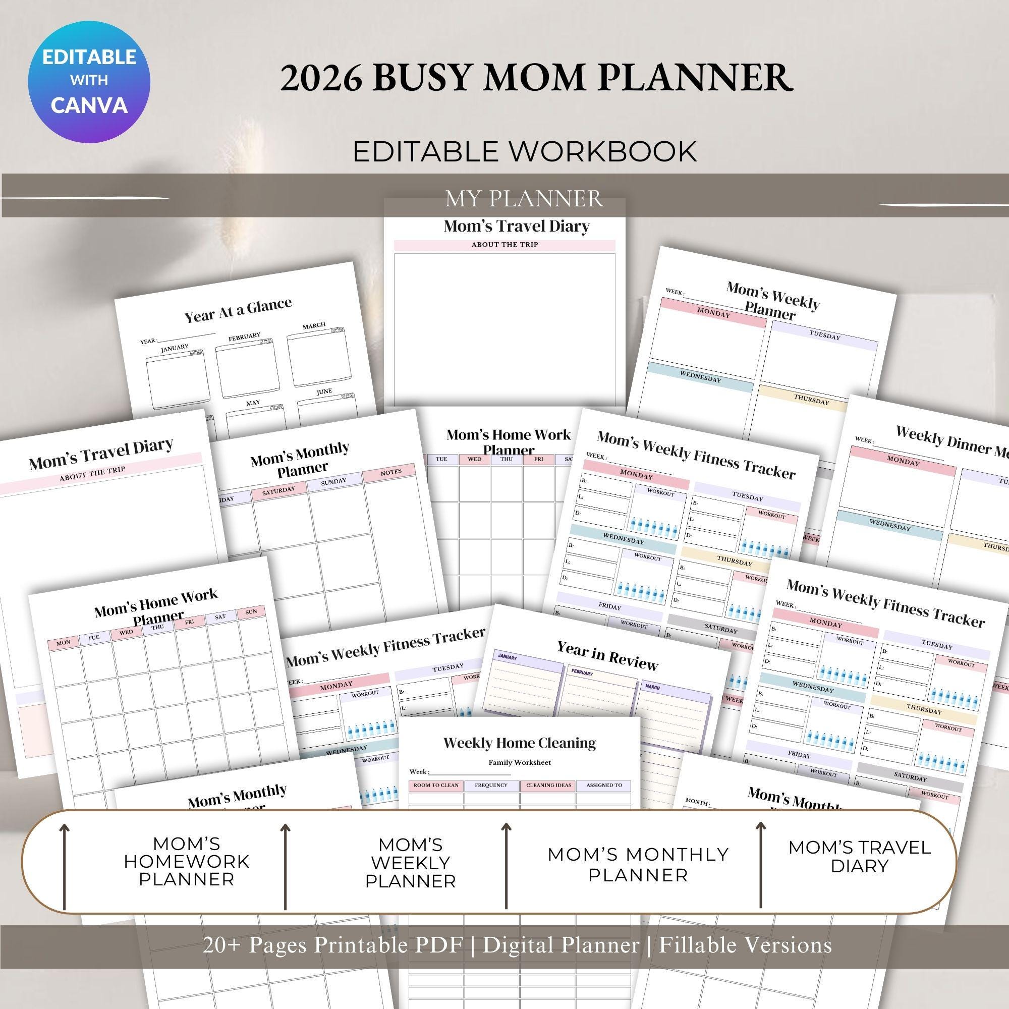 Busy Mom Planner 2026: Family Organizer with Weekly & Monthly Pages
