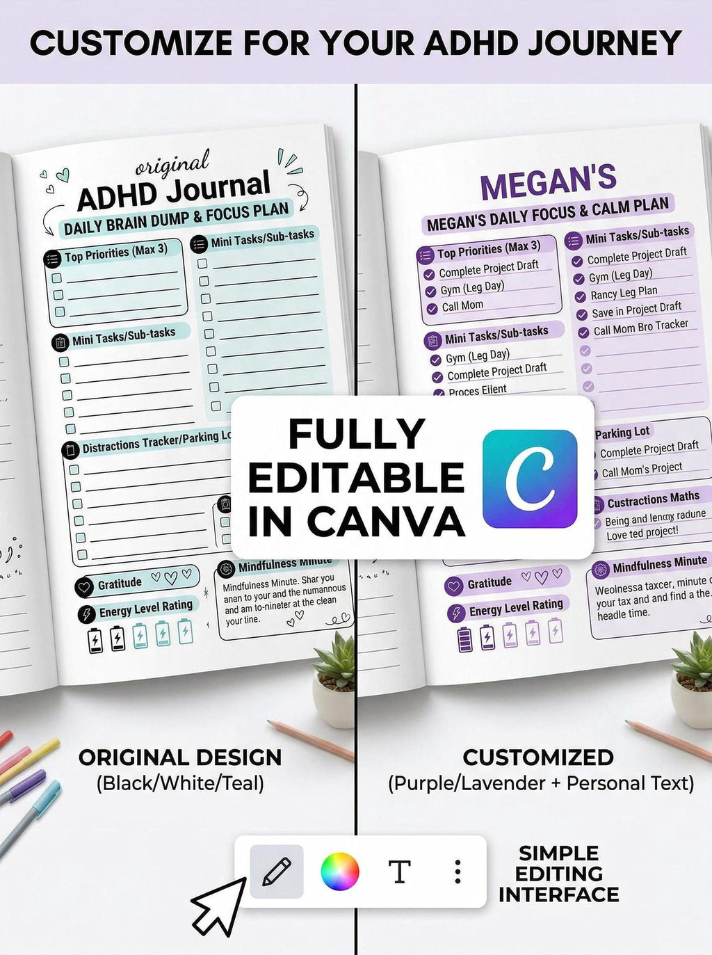 ADHD Planner – Mood Tracker & Daily Planner (Printable PDF)