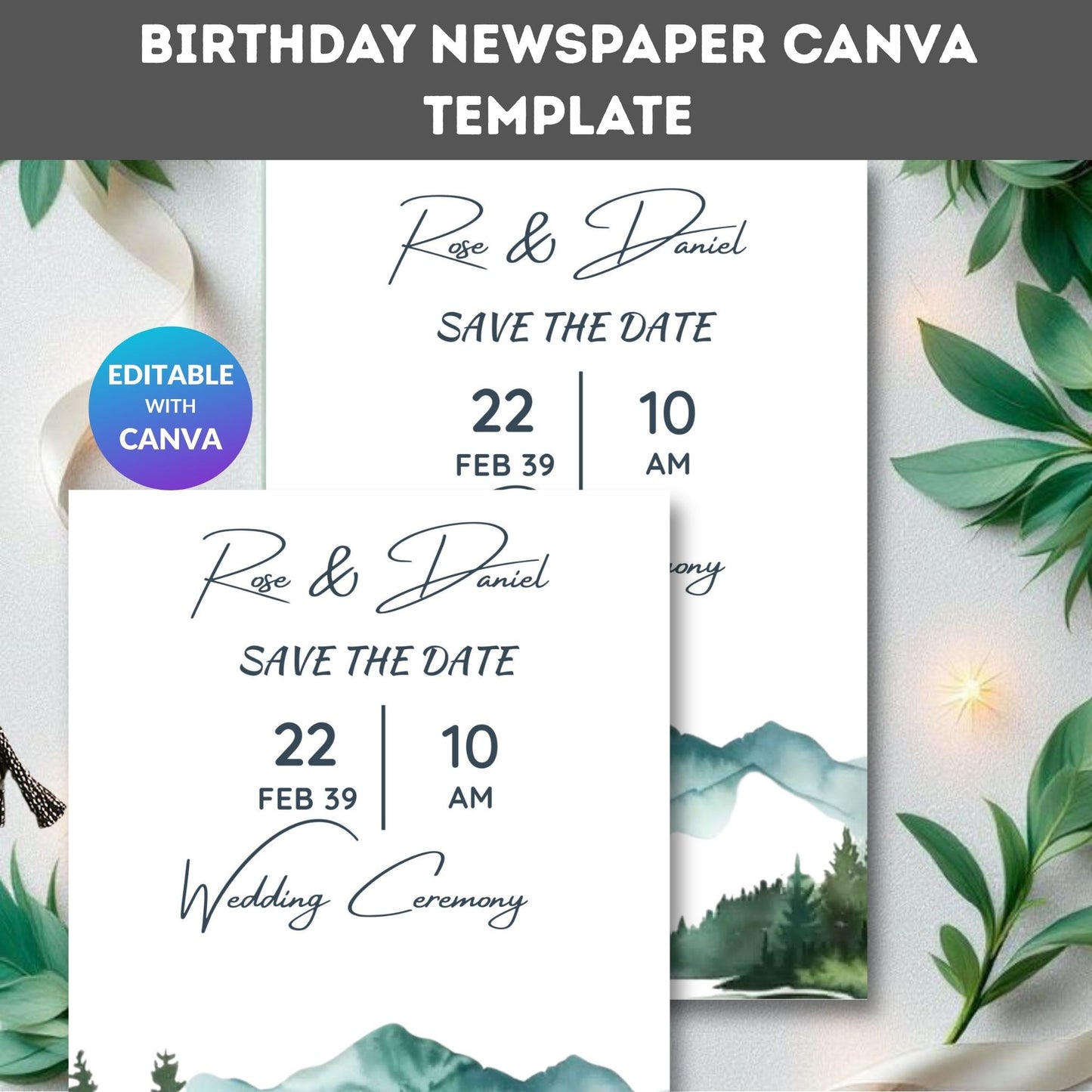 Save the Date Mountain Pine Trees Winter Wedding