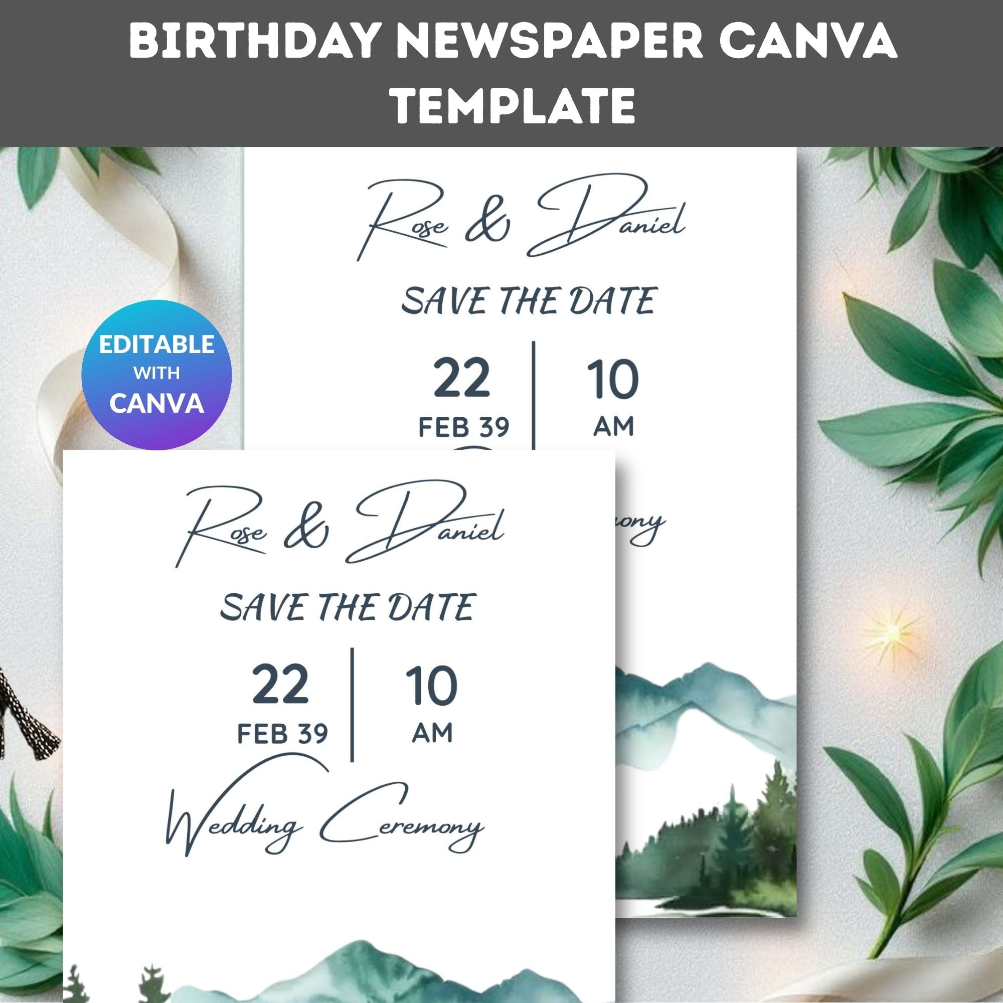 Save the Date Mountain Pine Trees Winter Wedding