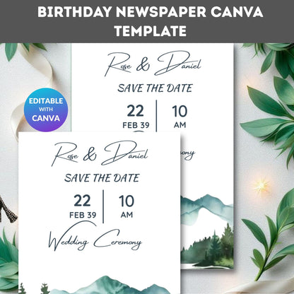 Save the Date Mountain Pine Trees Winter Wedding