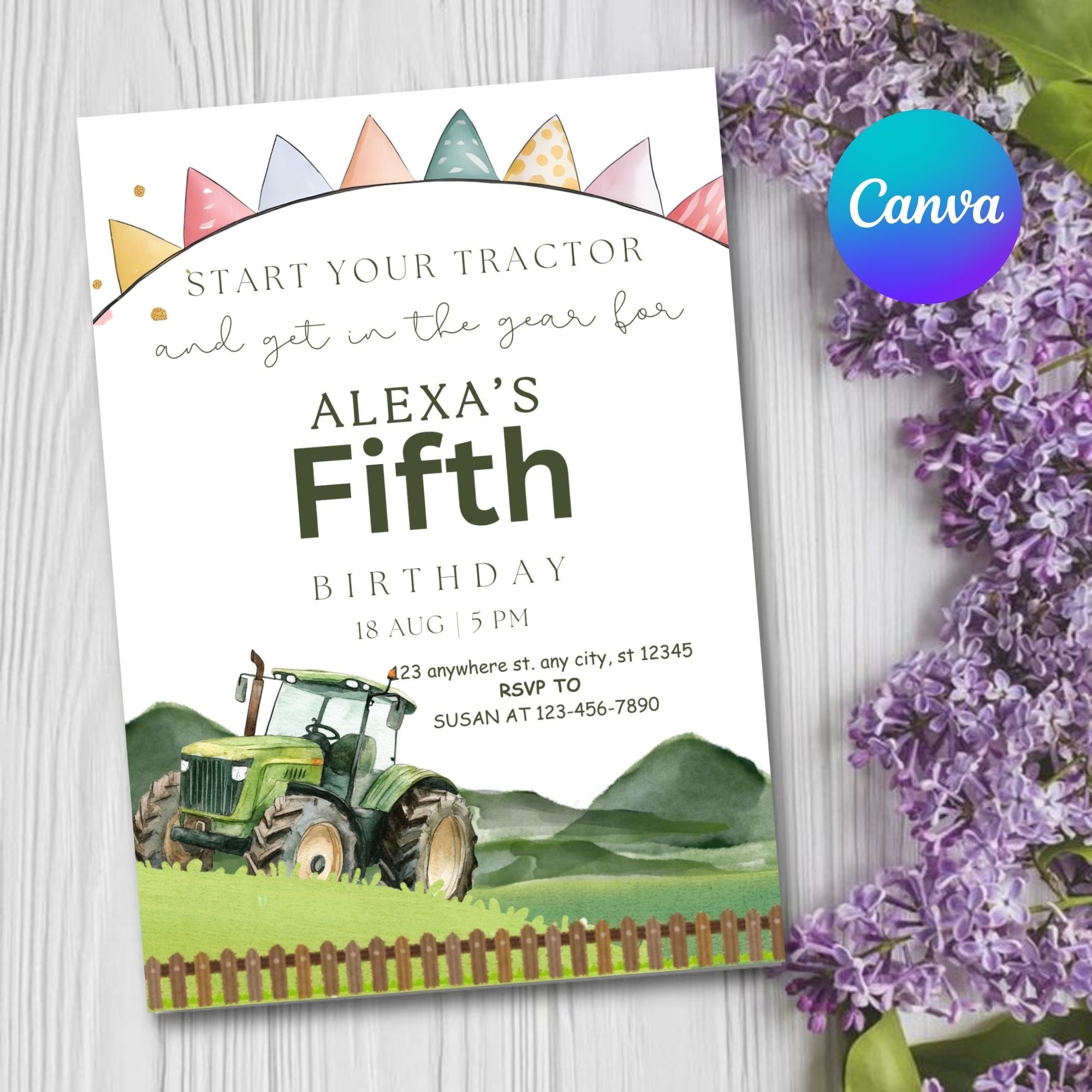Tractor Birthday Invitation