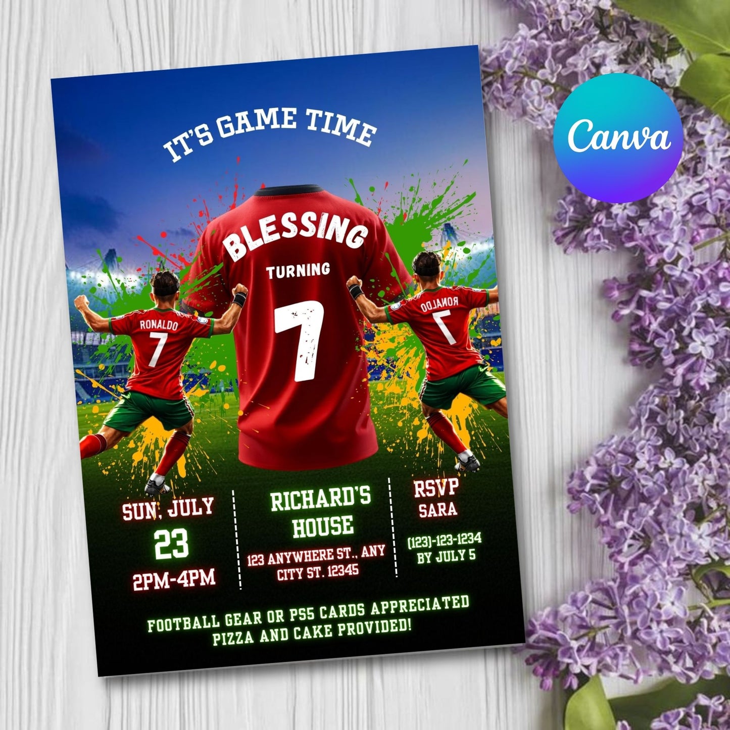 Ronaldo Birthday football invitation