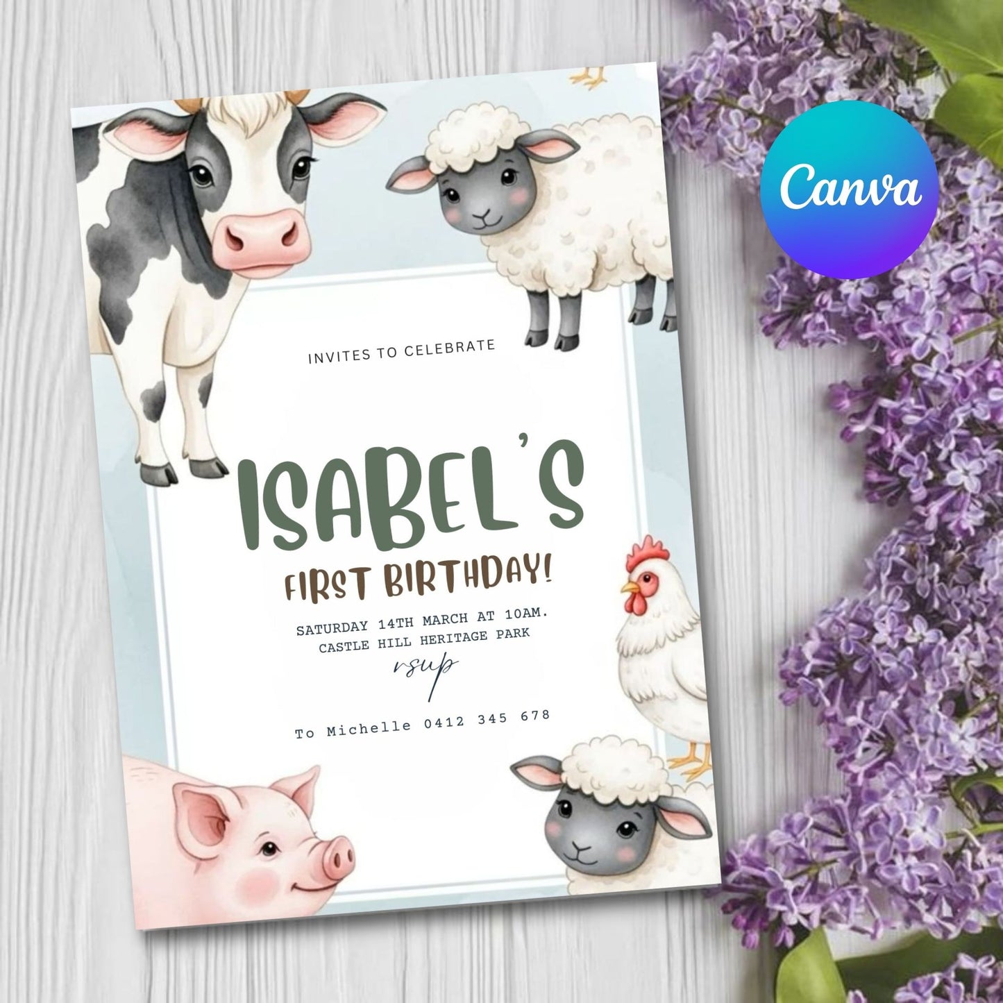 Farm Birthday Invitation two