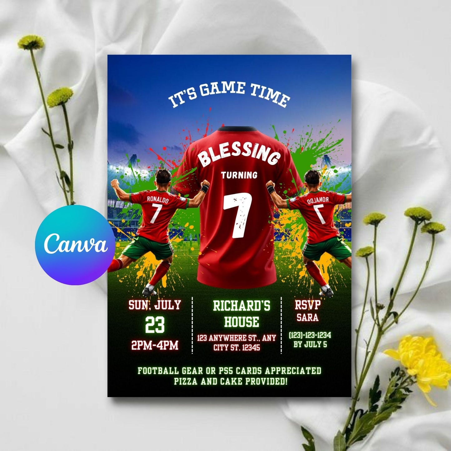 Ronaldo Birthday football invitation