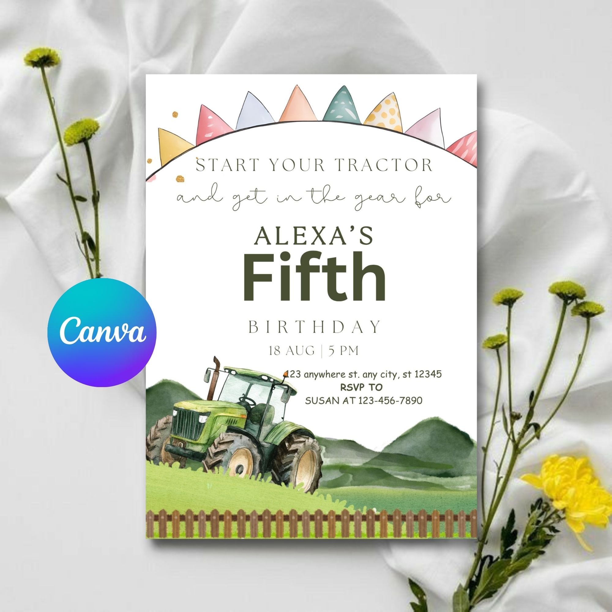 Tractor Birthday Invitation