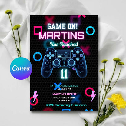 EDITABLE GAME ON BIRTHDAY INVITATION