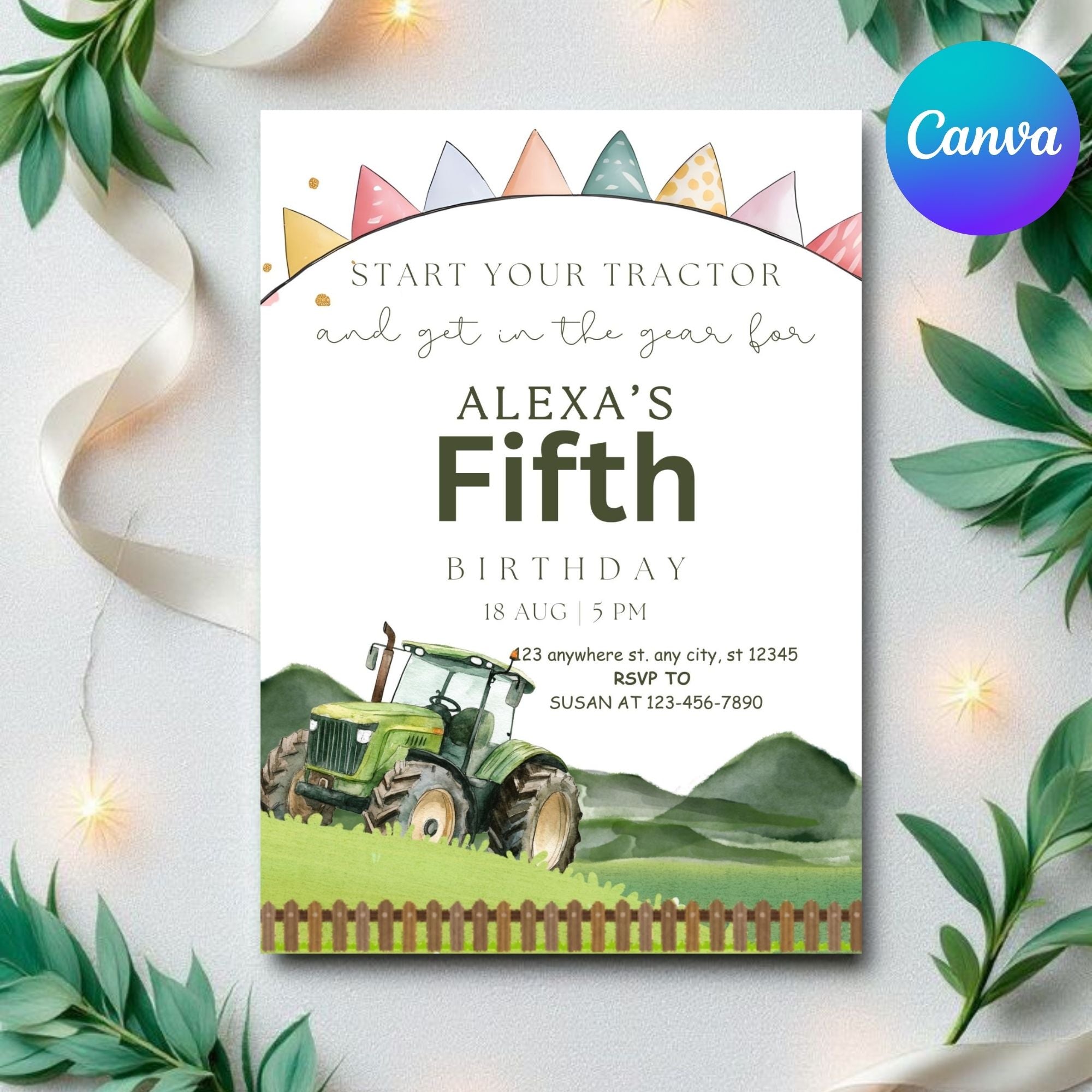 Tractor Birthday Invitation