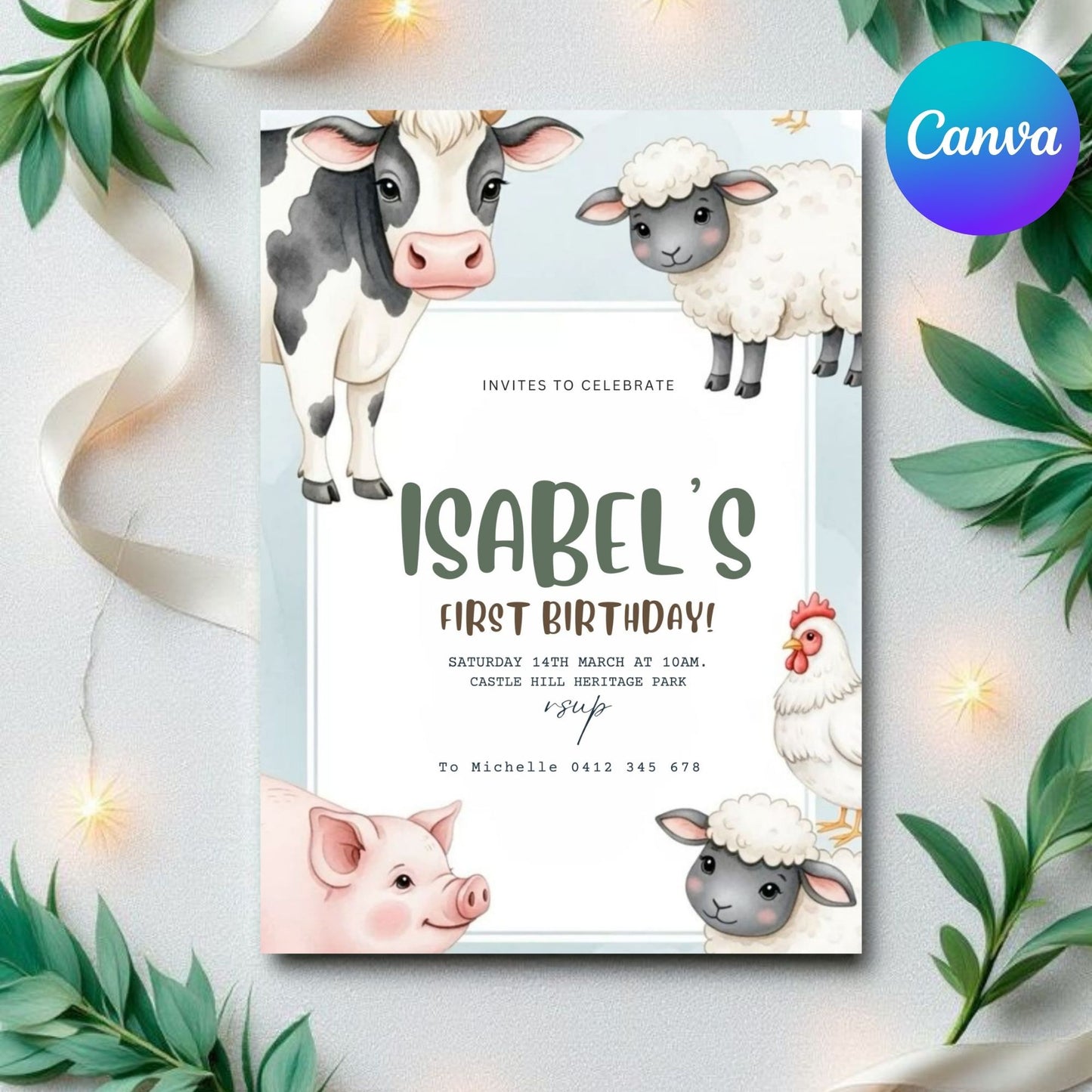 Farm Birthday Invitation two