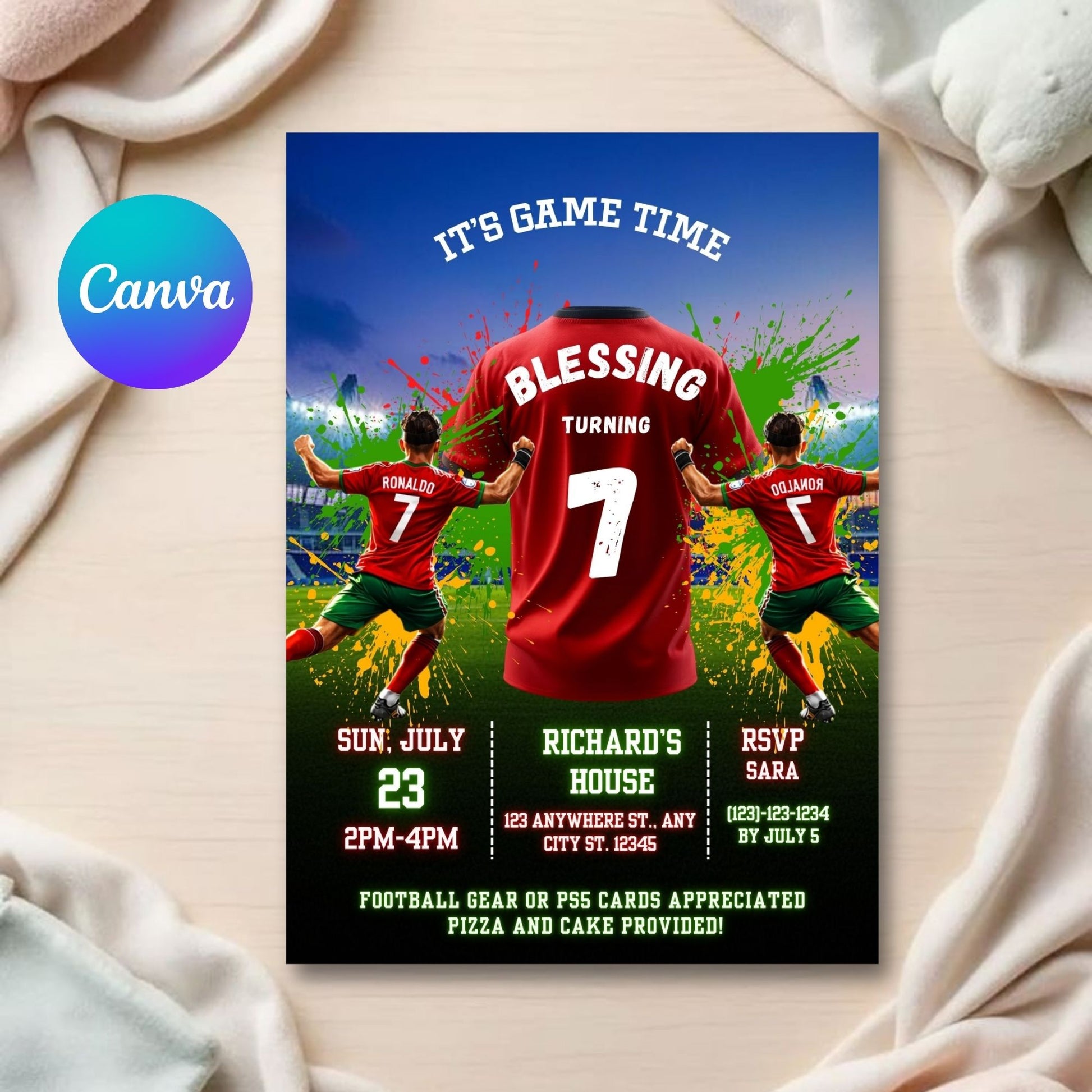 Ronaldo Birthday football invitation
