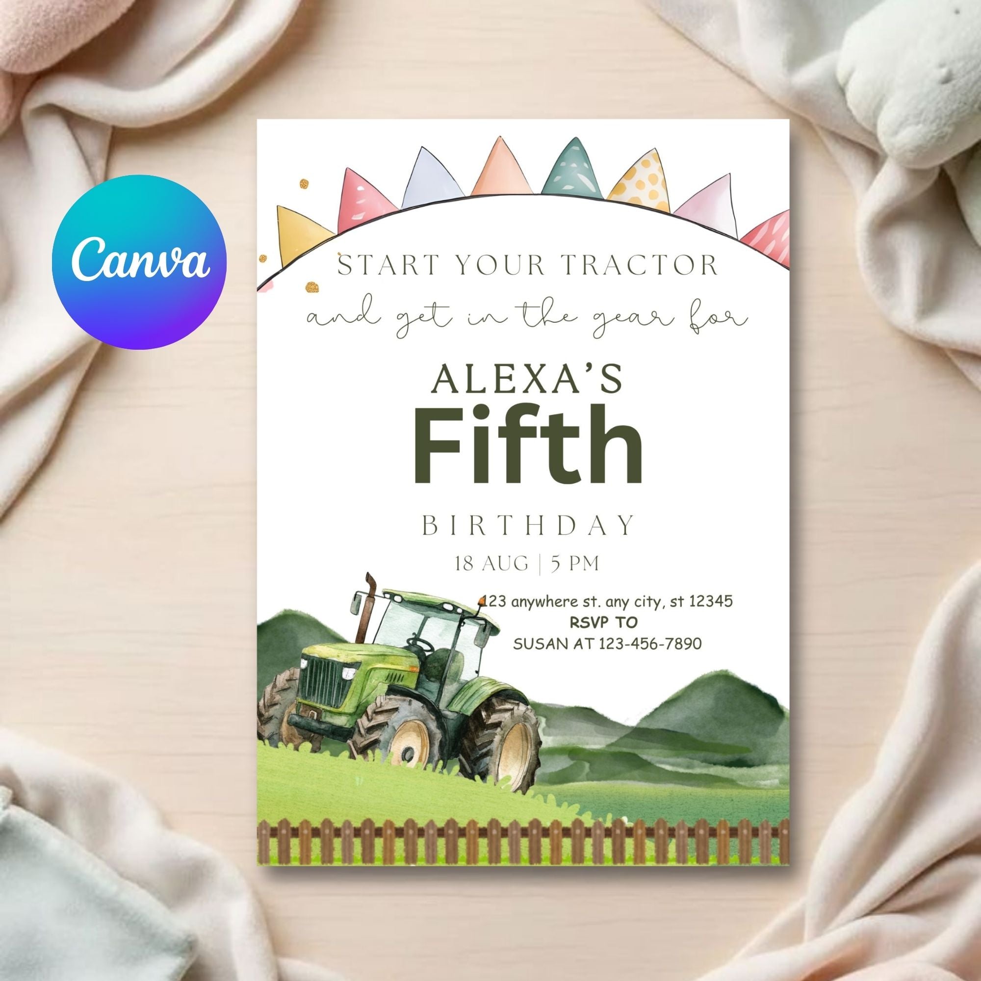 Tractor Birthday Invitation
