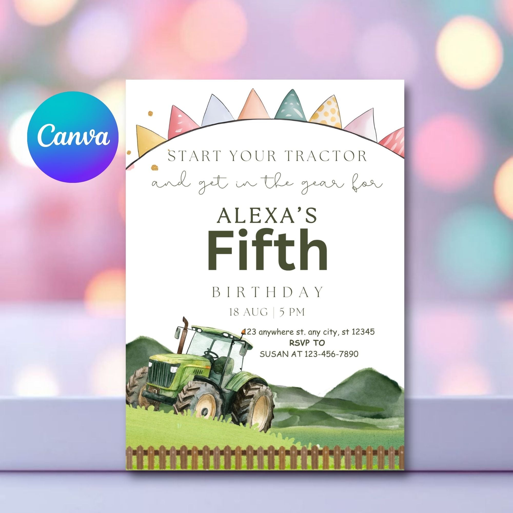 Tractor Birthday Invitation