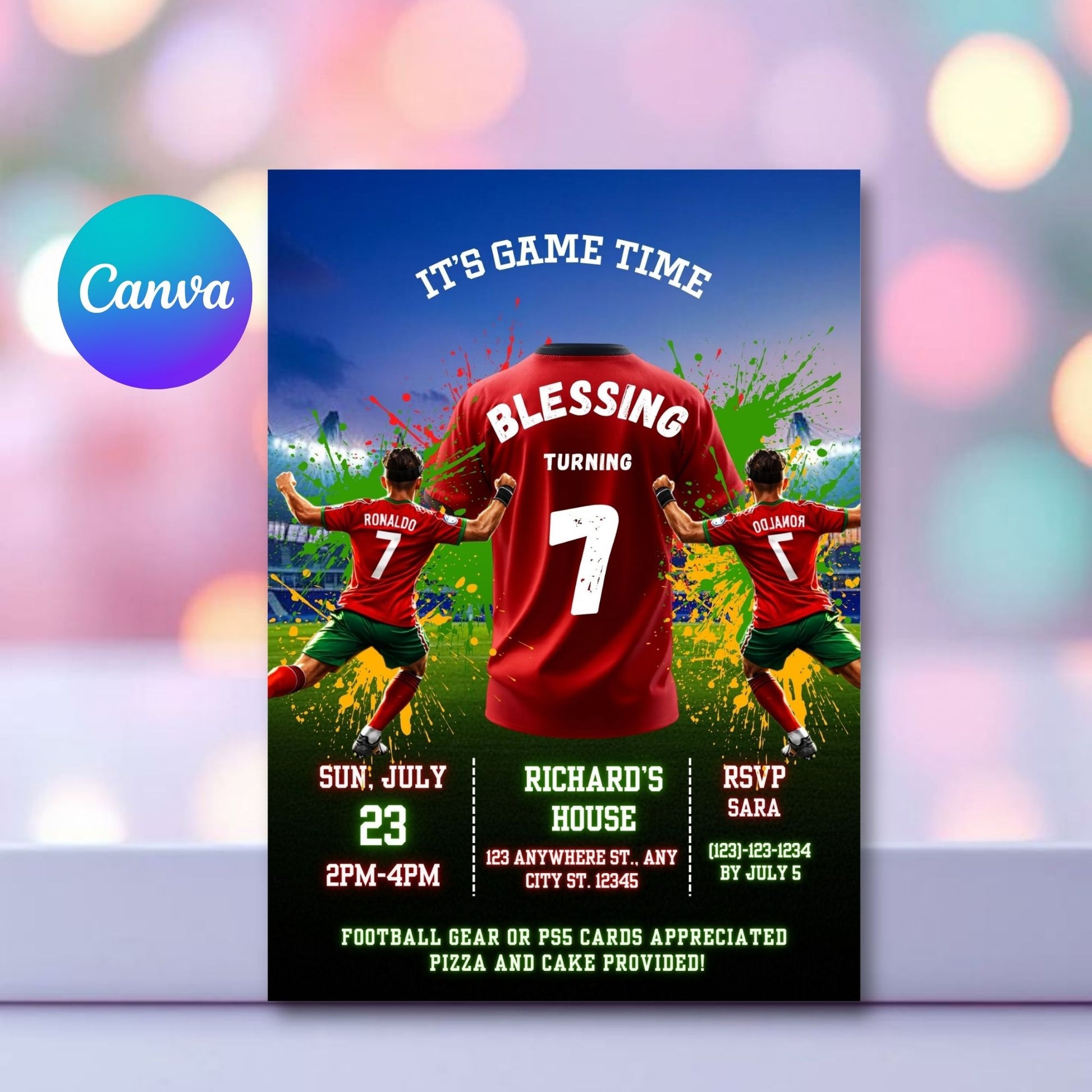 Ronaldo Birthday football invitation