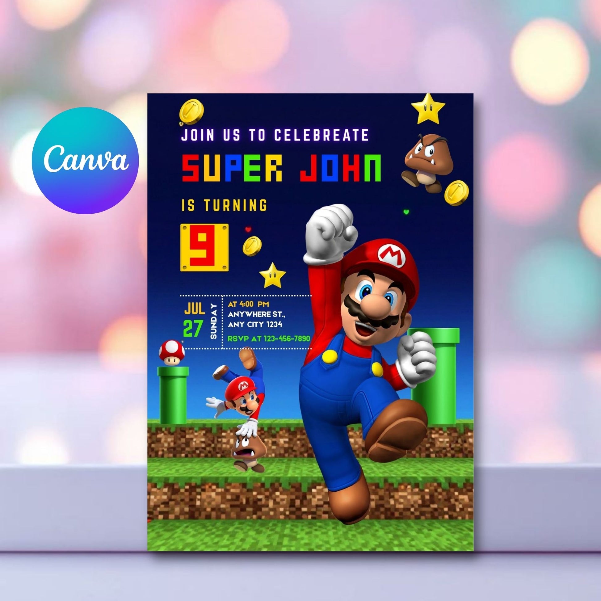 SUPER MARIO BIRTHDAY INVITATION